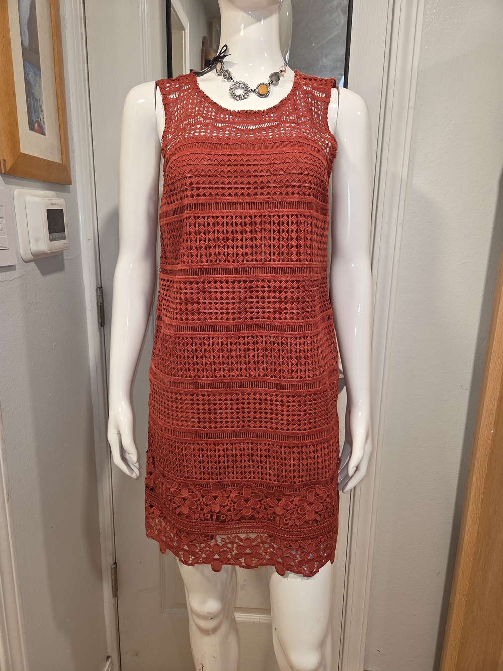 Abercrombie & Fitch Brick Red Crochet Mini Dress Sz S